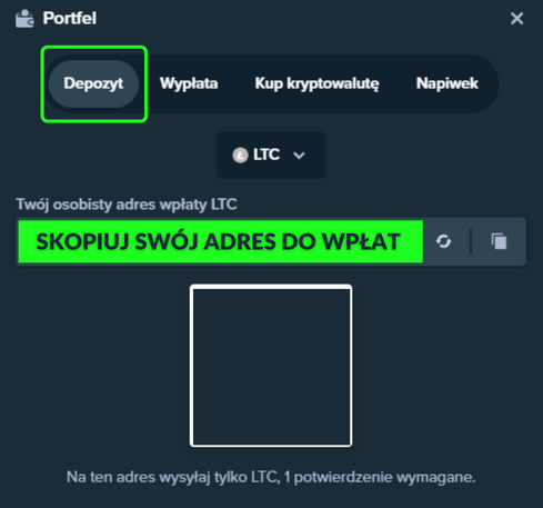 Dokonaj wpłaty na STAKE w kryptowalutach